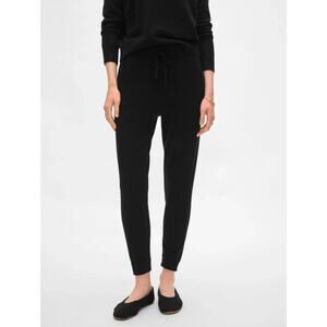 NWT White + Warren 100% Cashmere Joggers Pants Size S Black #9N604